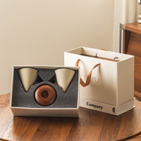 Ensemble cadeau de café en céramique, tasse conique 2 pièces, base en bois avec anneau, boîte cadeau, sac, insert en mousse, pour la maison, le bureau, l'inauguration, Noël