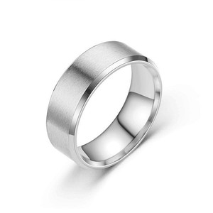 Anel de aço inoxidável fosco, cor sólida, robusto, escovado, minimalista, masculino - Product Image 2
