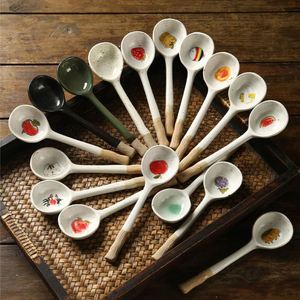 Cuchara de Cerámica Japonesa Vintage de Mango Largo, Cuchara Creativa para Arroz y Sopa, Varilla para Remover Café, Estilo Coreano - Product Image 3