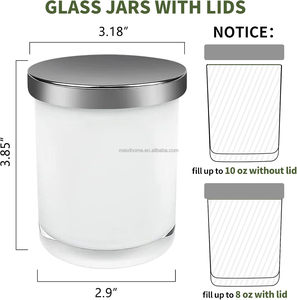 Porte-bougie cylindrique <span class=keywords><strong>en</strong></span> verre blanc et noir brillant <span class=keywords><strong>de</strong></span> 10 oz avec couvercle et boîte - Décoration <span class=keywords><strong>de</strong></span> <span class=keywords><strong>Noël</strong></span> écologique pour la maison - Product Image 3
