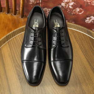 Zapatos Oxford de Cuero Genuino para Hombre, con Punta en Pico, con Cordones, Formales, para Vestir, para Todas las Temporadas, de Color Sólido, Envío Directo - Product Image 6