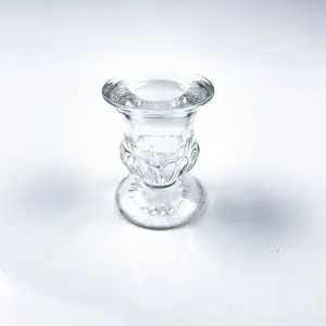Suporte de vela de vidro de cristal, suporte pequeno de vela