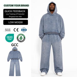 Ensemble de survêtement personnalisé pour fabricants de vêtements : survêtement de sport ample de haute qualité avec pantalon de jogging et sweat à capuche - Product Image 1