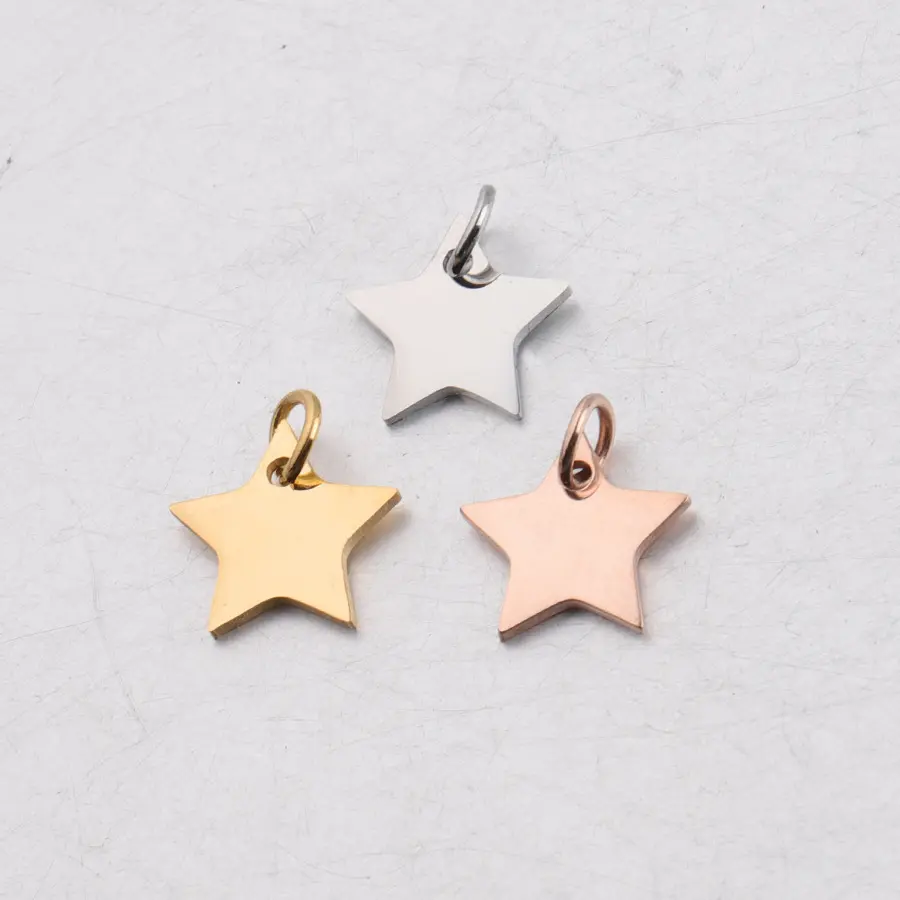 Star Design Edelstahl Schmuck Charm 12*13mm Silber/Gold/Roségold Anhänger Charms für die Schmuck herstellung