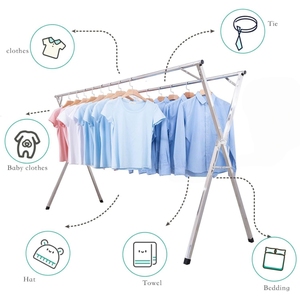 Séchoir à linge pliable en métal – Étendoir rétractable avec pieds antidérapants et barres amovibles pour usage intérieur et extérieur - Product Image 2