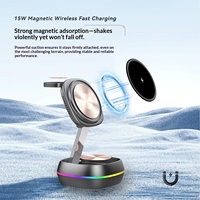 Chargeur sans fil magnétique trois en un avec câble d'extension 15W et support magnétique pliable