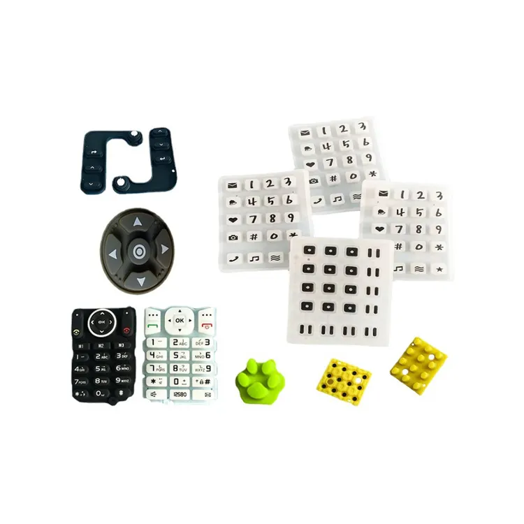 Custom mold silicone rubber push conductive button covers Silicone Rubber Coated Keypad Buttons