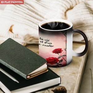 Modern Home Tabletop <b>Mug</b> Frosted Black 11oz Ceramic <b>Heat</b> Activated Color <b>Changing</b> Coffee Cup - Product Image 3