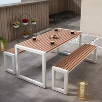 Ensemble de table et de chaises en bois d'extérieur de style design chinois pour les repas dans la cour pour les loisirs du parc Tea Time in Villas