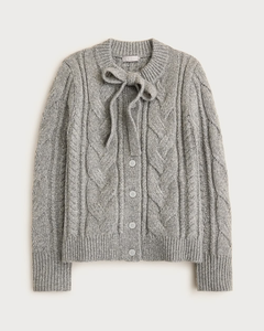 Cardigan in Lana da <span class=keywords><strong>Donna</strong></span> con Colletto a Fiocco e Bottoni, Maglione Casual Lavorato a Maglia per <span class=keywords><strong>Autunno</strong></span> e <span class=keywords><strong>Inverno</strong></span> - Product Image 2