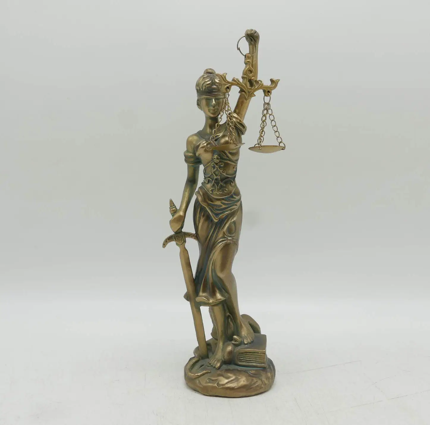 Aangepaste Bronzen Afwerking Beeldje Blind Lady Justice Sculptuur Griekse Godin Standbeeld
