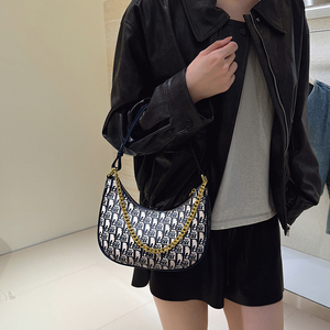 Винтажная женская сумка-Кроссбоди для подмышек, модная 2025, полиуретановая застежка на молнии, с двумя ремешками, геометрическим узором, цепочка Portable.<span class=keywords><strong>8037</strong></span> - Product Image 5