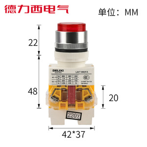 Interrupteur à bouton-poussoir éclairé Delixi LAY7-11D 220V à réinitialisation automatique 24V 380V 22MM en acier inoxydable NP4 Rouge/Vert Personnalisé Momentané - Product Image 3