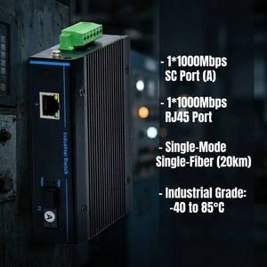 Convertisseur de média Ethernet BiDi industriel 1G SC à fibre unique, convertisseur RJ45 vers fibre optique, commutateur réseau sur rail DIN - Product Image 3