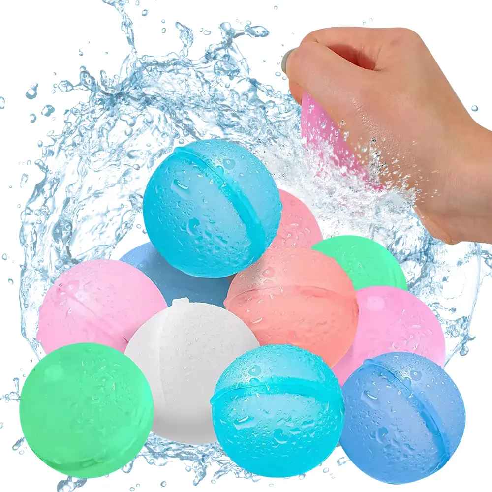 12 8 Pack Summer Reusable Refillable Self Sealing Fast Filling Water Polo Ball Silicone Water Sphere Balloon