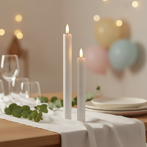 Bougie électronique télécommandée à manche, blanche et lisse, 25 cm, directement de l'usine, idéale pour les mariages, les anniversaires et les dîners en famille - Product Image 2
