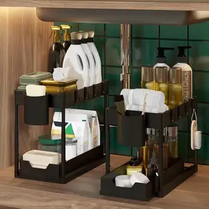 High Quality Wholesale Bathroom Kitchen Sink Storage Rack 2-Tier Storage Shelf Home Organizer Rack