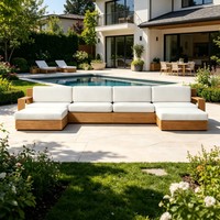 Meubles modernes en promotion : Ensembles de canapés d'extérieur modulaires en bois de teck pour patio, jardin, salon, hôtel, villa, parc