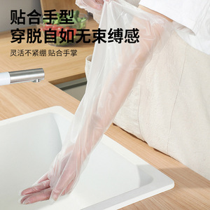 Disposable Thickened Cpe Long Arm Gloves Waterproof Oil Resistant For Dishwashing Household Chores - Product Image 4