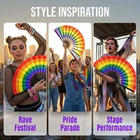 Éventail pliant personnalisé avec logo, célébration arc-en-ciel, 33 cm, en bambou et plastique, fierté LGBT, éventails promotionnels personnalisés imprimés