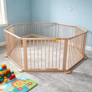 Corralito Multiusos Plegable para Bebés, Corralito de Madera Expandible para Niños Pequeños, Corralito de Madera Grande para Interiores - Product Image 3