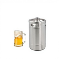 COOL DRAGON Factory Outlet 2L / 4L / 5L Growler à bière à double paroi en acier inoxydable poli pour bière pression, Mini fût