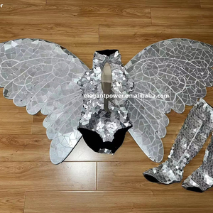 Disfraz <span class=keywords><strong>de</strong></span> Mariposa <span class=keywords><strong>de</strong></span> Espejo <span class=keywords><strong>de</strong></span> Alta Calidad con Alas <span class=keywords><strong>Grandes</strong></span>, Traje Plateado y Dorado para Cosplay, Espectáculos y Actuaciones <span class=keywords><strong>de</strong></span> Talento para Adultos - Product Image 1