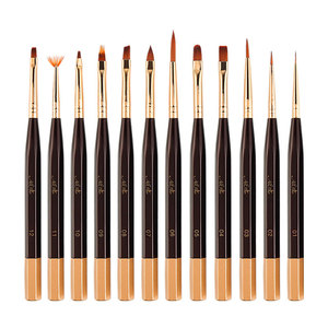 Ensemble de pinceaux à ongles en gel avec manche métallique, violet foncé, pour sculpture, forme ovale plate, poils en nylon, pour manucure et salon, pinceaux de peinture pour ongles - Product Image 5