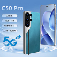 Teléfono Inteligente C50 Pro para Fiestas de Cumpleaños, con Batería de Más de 8000 mAh, Pantalla de 7.3 Pulgadas, Cámara de 108 MP, 16 GB + 1 TB, 5G, Doble SIM, 120 Hz, Android 15, MTK 62XX, Marco Metálico