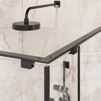 Cabine de douche rectangulaire carrée en acier inoxydable trempé de 6 mm en forme de L pour hôtels SeaWin