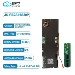 JKbms מהפך BMS 8S 16S 100A 150A 200A איזון אקטיבי יכול חימום RS485 Deye Growatt LiFePO4 סוללות ליתיום עם LCD
