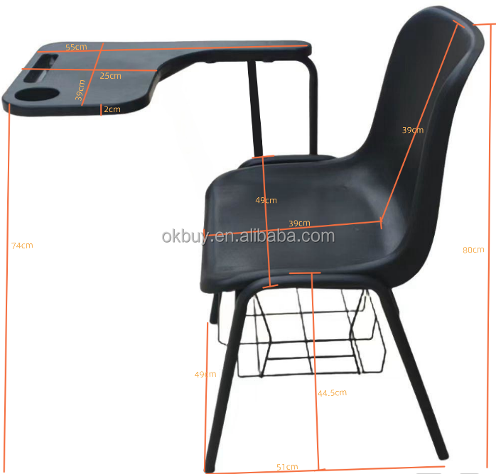 Chair with big tablet and basket