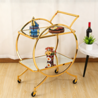Chariot de service en métal de haute qualité RHD pour hôtels, restaurants, bars, bureaux, maison – Chariot de bar en métal doré et verre