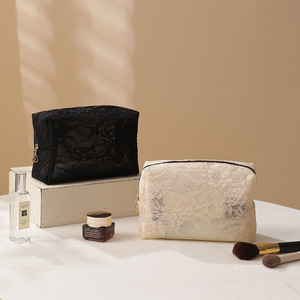 Bolsa de Cosméticos de Lujo con Diseño Floral de Encaje, Bolso de Mano para la Noche, Bolsa de Aseo Portátil, Organizador de Viaje, Bolsa de Maquillaje - Product Image 1