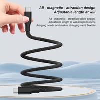 Cable Magnético Tipo C a Tipo C de 100W con Carga Rápida y Enrollamiento Automático, Cable USB con Atracción Magnética para Teléfono, Laptop y Tablet
