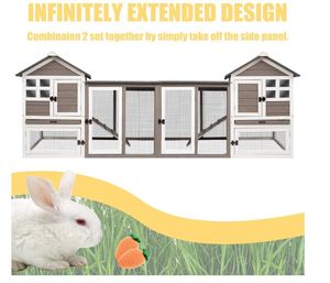 Gabbia per Conigli da Interno ed Esterno in Legno con Vassoio Estraibile, Grande Gabbia Impermeabile con Tetto in Asfalto per Conigli e Porcellini d'India - Product Image 4