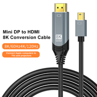 Cable adaptador A147 MINI DP a HDMI macho a macho, cubierta exterior de PVC 8K, papel de aluminio, malla trenzada de cobre sin oxígeno