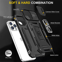 Housses de béquille robustes antichoc pour iPhone 17 air 16 15 14 13 Pro Max étui pour appareil photo à glissière support d'anneau étui de téléphone pour hommes