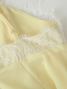Robe courte en mousseline de soie à bretelles spaghetti avec dentelle personnalisée pour femmes, dos ouvert, sexy et élégante, OEM/ODM par une usine de vêtements chinoise - Product Image 6