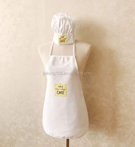 <strong>Children's</strong> Chef Cooking Baking Pure <strong>White</strong> Printing <strong>Apron</strong> Factory Kids <strong>Apron</strong> With Hat Set Advertising <strong>Aprons</strong> - Product Image 2