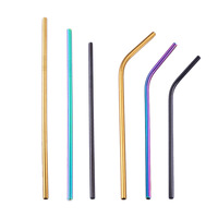 Pailles à boire réutilisables en acier inoxydable 304 de qualité alimentaire, accessoires de bar durables, couleurs personnalisées, certifiées CE