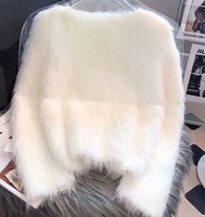 En gros hiver mode à manches longues Cardigan épais tricot Sexy court manteau de fourrure pull pour les femmes 2024