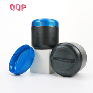 Pot cosmétique personnalisé en HDPE noir de 17oz, 25oz, 28oz avec couvercle bleu pour masque capillaire, crème de soin, poudre protéinée – Prix usine - Product Image 4