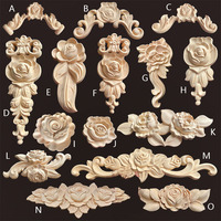 Apliques de Madera Tallada, Adornos Decorativos para Muebles, Rosetones Decorativos de Madera Tallada sin Pintar para Decoración del Hogar