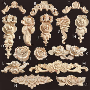 Applique en bois sculpté, artisanat, meubles non peints, décoration de la maison, Rosettes décoratives, sculpture sur bois, appliques - Product Image 2
