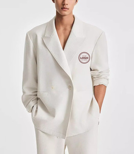 Giacca Casual <span class=keywords><strong>Oversize</strong></span> con Logo Personalizzato per Affari, Tessuto Premium Texturizzato, <span class=keywords><strong>Blazer</strong></span> Doppiopetto da <span class=keywords><strong>Uomo</strong></span> - Product Image 1