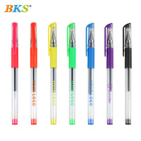 Stylo Gel Promotionnel BKS Pas Cher, Écriture Fluide, Pointe de 0,5 mm, Encre Noire et Rouge, Impression Sérigraphique sur Plastique pour Usage Scolaire et de Bureau