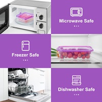 Boîte de conservation alimentaire transparente en plastique PP portable, sans BPA, avec trous d'aération, résistante au congélateur, pour organiser la cuisine et garder les aliments frais au réfrigérateur