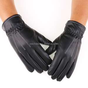 Moufles en cuir à écran tactile pour hommes, mitaines d'hiver chaudes, noires et souples, <span class=keywords><strong>gants</strong></span> à doublure en cachemire - Product Image 2