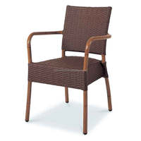 Chaises de café en rotin en osier de restaurant de patio de bistro de jardin de café en aluminium populaire